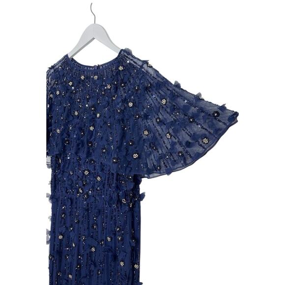 Mac‎ Duggal Dress 93653 Embellished Illusion Cape Sleeve Trumpet Gown Size 14 - Picture 5 of 8